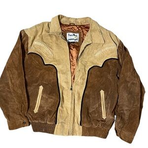 VINTAGE Pioneer Wear Suede Jacket XL in Khaki and Brown